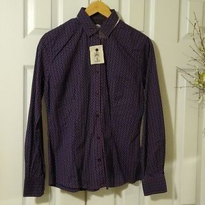 100% cotton navy/burgundy blue shirt